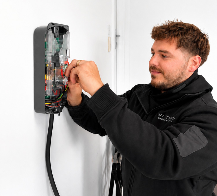 Ben Watson installing an EV charger